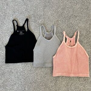 FP Movement Happiness Runs Crop Tanks - Black, Grey, & Pink - XS/S